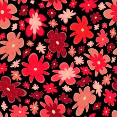 Trendy fabric pattern with miniature flowers.Summer print.Fashion design.Motifs scattered random.Elegant template for fashion prints.Good for fashion,textile,fabric,wrapping paper.Terracotta on black