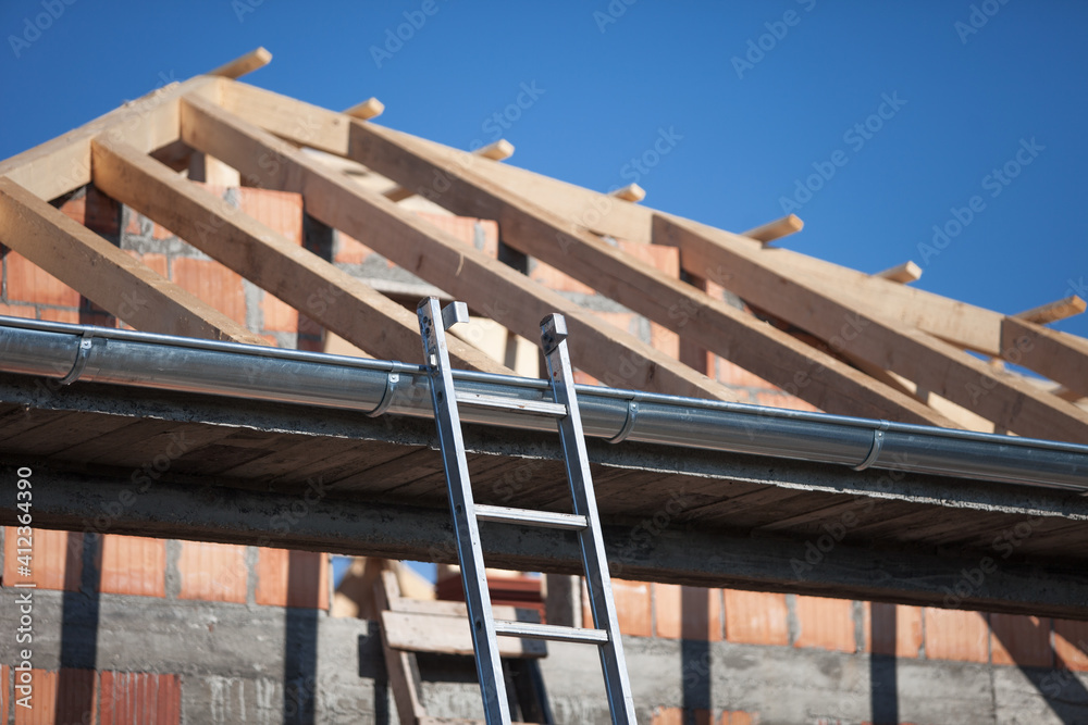 Wall mural Low angle shot of a residential building construction