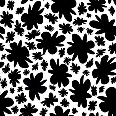 Trendy fabric pattern with miniature flowers.Summer print.Fashion design.Motifs scattered random.Elegant template for fashion prints.Good for fashion,textile,fabric,gift wrapping paper.Black on white