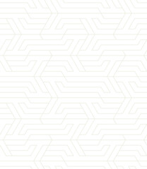 Vector seamless pattern. Modern stylish texture. Repeating geometric background. Striped hexagonal grid. Light beige tileable design. Can be used as swatch for illustrator.