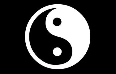 yin yang symbol on a black background - obrazy, fototapety, plakaty