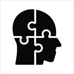 Simple Head Puzzle Mind Design For Education Industry. idea concept vector icon on white background. color editable