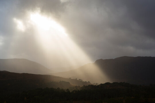 Light shaft landscape in Scotland