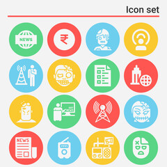 16 pack of breaking  filled web icons set