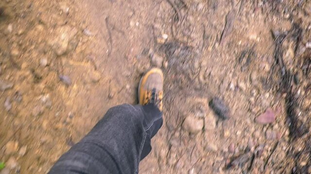 Feet walking down the road PoV Sierra de Cazorla