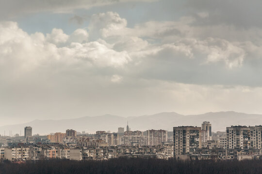 Gloomy urban landscape of Sofia - the capital of Bulgaria.