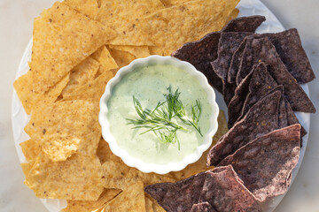 tortilla chips and dip