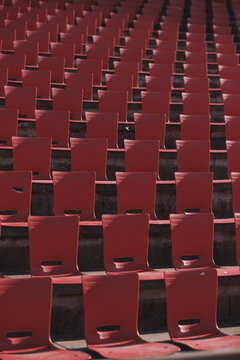 Empty Red Seats At The Stadium
