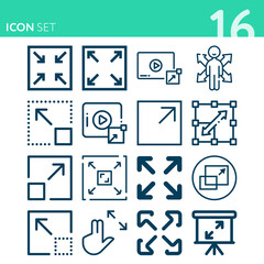 Simple set of 16 icons related to beyond
