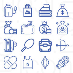 16 pack of textile  lineal web icons set