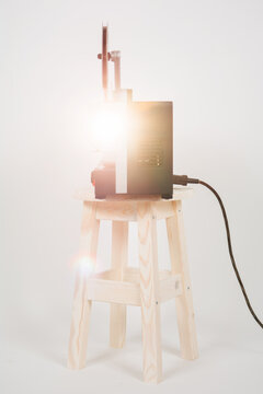 Vintage 8mm projector playing a film