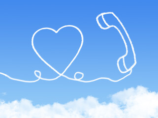 cloud phone shape with love for valentine day
