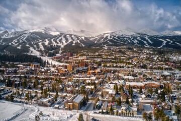 Aerial View of the Ski Town of Breckenridge, Colorado - obrazy, fototapety, plakaty