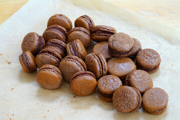 Homebaked chocolate macaron cookies