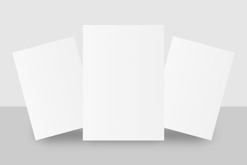 Realistic blank A4 flyer brochure for mockup. Paper or poster illustration. 3D Render.
