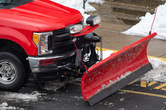 snow plow red truck