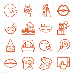 16 pack of touching  lineal web icons set