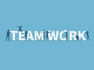 Teamwork illustration. Team work communication, partnership vector. 