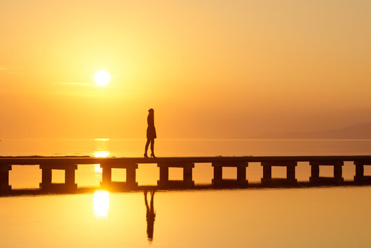 Gold Sunset On Calm Lake