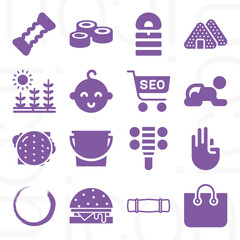 16 pack of handle  filled web icons set