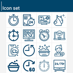 Simple set of 60 minutes related lineal icons.