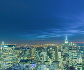 View of New York Manhattan during sunset hours