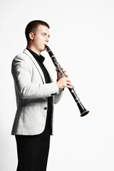 Clarinet player classical musician isolated