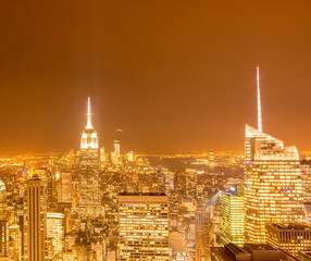 Obraz premium View of New York Manhattan during sunset hours