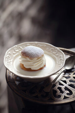 Semla: Swedish cream bun in warm milk