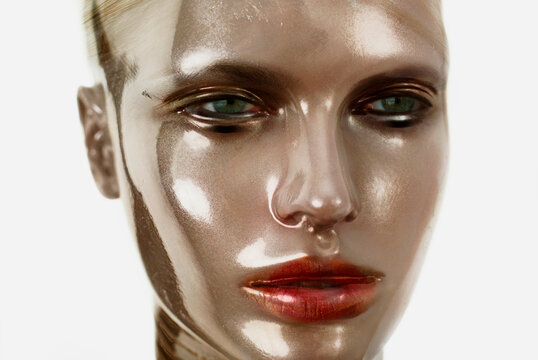 plastic glowing female doll beauty