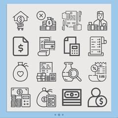 Simple set of budgeting related lineal icons.