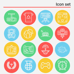 16 pack of planet  lineal web icons set
