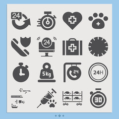 Simple set of work shift related filled icons.