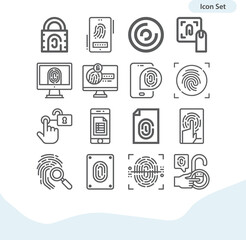 Simple set of fingerprint related lineal icons.