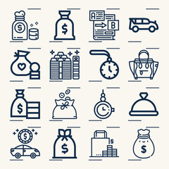 Simple set of wealthy related lineal icons.