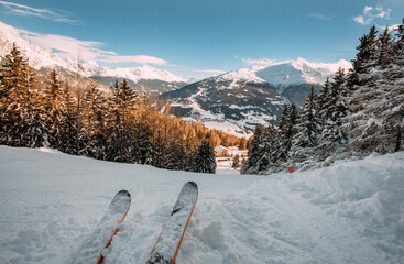 Skiing in powder snow