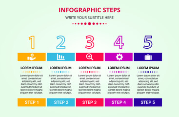 Stylish 5 steps infographic template
