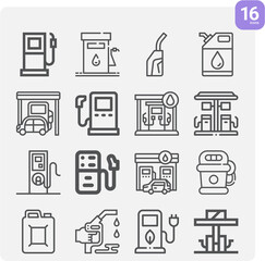 Simple set of petrol related lineal icons.