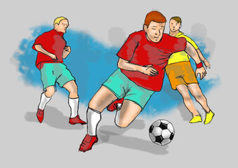 Three Players Football, Soccer Man, Team Red, Tem Yellow