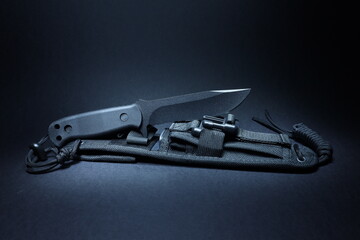 Outdoor knife with fixed blade .