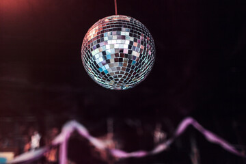 Disco ball hanging at a house pary