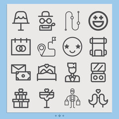 Simple set of adventures related lineal icons.