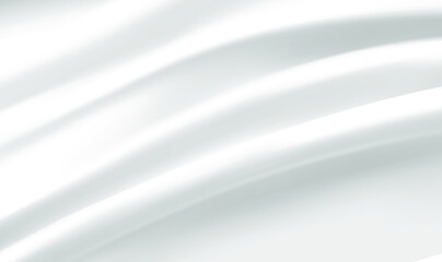 White Satin Silky Cloth Fabric Textile Drape with Crease Wavy Folds. white soft background with smooth satin texture. luxurious background or elegant wallpaper. Vector illustration