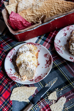 Micuit and brioche on tartan fabric