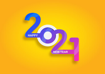 Abstract happy New Year 2021 logo text design. Cover of business. Brochure design template, card, banner. Vector illustration.