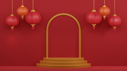 3D rendering Chinese New Year background. Lunar new year banner.