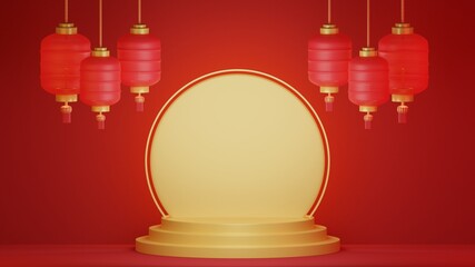 3D rendering Chinese New Year background. Lunar new year banner.