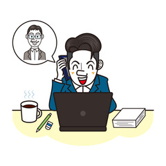 自宅でテレワークするビジネスマン　03