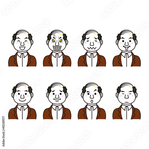 ビジネスマン 社長 喜怒哀楽 表情いろいろ セット Wall Mural うろこ