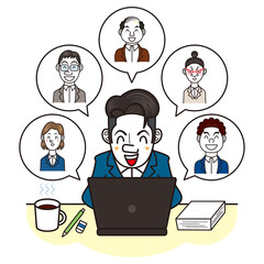 自宅でオンラインミーティングするビジネスマン